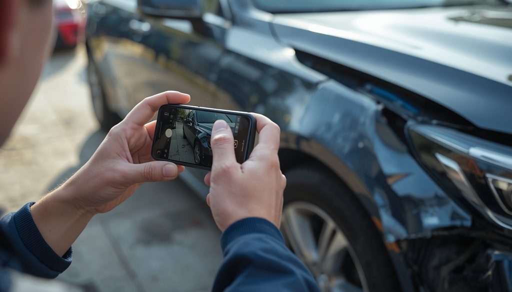 A Salem driver documenting vehicle damage to support an insurance claim.
