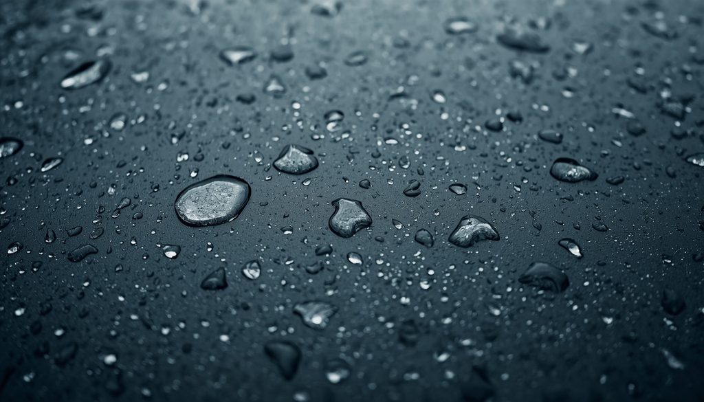 Rain and water spots on a car's paint during a wet Salem Oregon fall.